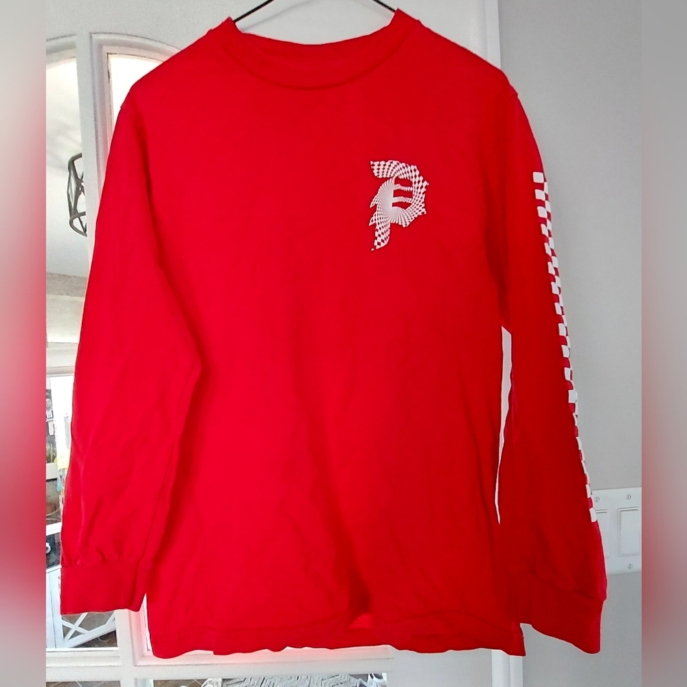 Primitive Red Long Sleeve Shirt with Checkered Logo